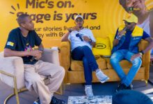 MTN Eswatini CEO Jerry Soko speaks during a CEO Chat with MTN Business Eswatini CEO Sam Shongwe at the MTN Pulse Stand during MTN Bushfire 2026.
