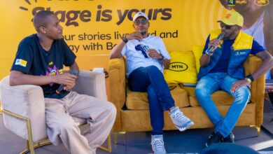 MTN Eswatini CEO Jerry Soko speaks during a CEO Chat with MTN Business Eswatini CEO Sam Shongwe at the MTN Pulse Stand during MTN Bushfire 2026.