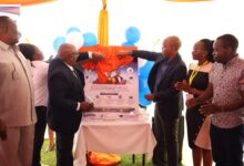 KIPI Secretary Administration Karanja Njora and Board Chairman Allan Kosgey launch the Youth-led MSMEs Project at Eldoret National Polytechnic during an event highlighting innovation and intellectual property support for young entrepreneurs.