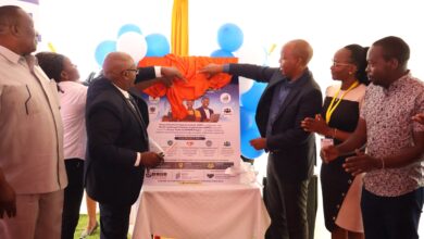 KIPI Secretary Administration Karanja Njora and Board Chairman Allan Kosgey launch the Youth-led MSMEs Project at Eldoret National Polytechnic during an event highlighting innovation and intellectual property support for young entrepreneurs.