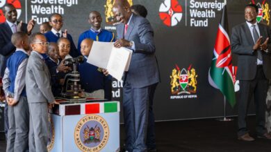 President William Ruto signs the Sovereign Wealth Fund Act, 2026, at a ceremony launching Kenya's sovereign wealth fund in Nairobi.