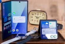 Samsung Galaxy foldable smartphones and Galaxy Watches displayed together ahead of the July 22 Galaxy Unpacked 2026 event.