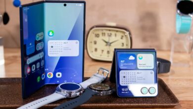 Samsung Galaxy foldable smartphones and Galaxy Watches displayed together ahead of the July 22 Galaxy Unpacked 2026 event.