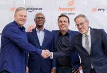 Amazon, Herotel and South African government officials at the launch of the Amazon Leo and Herotel satellite broadband partnership in South Africa.