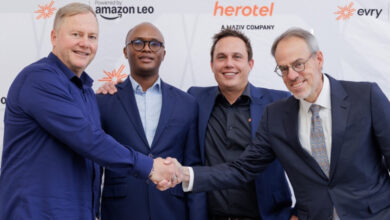 Amazon, Herotel and South African government officials at the launch of the Amazon Leo and Herotel satellite broadband partnership in South Africa.