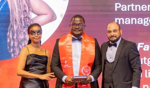 Bonke Michael with Anne Kinuthia Otieno and former Airtel Kenya Managing Director Ashish Malhotra at an Airtel event.
