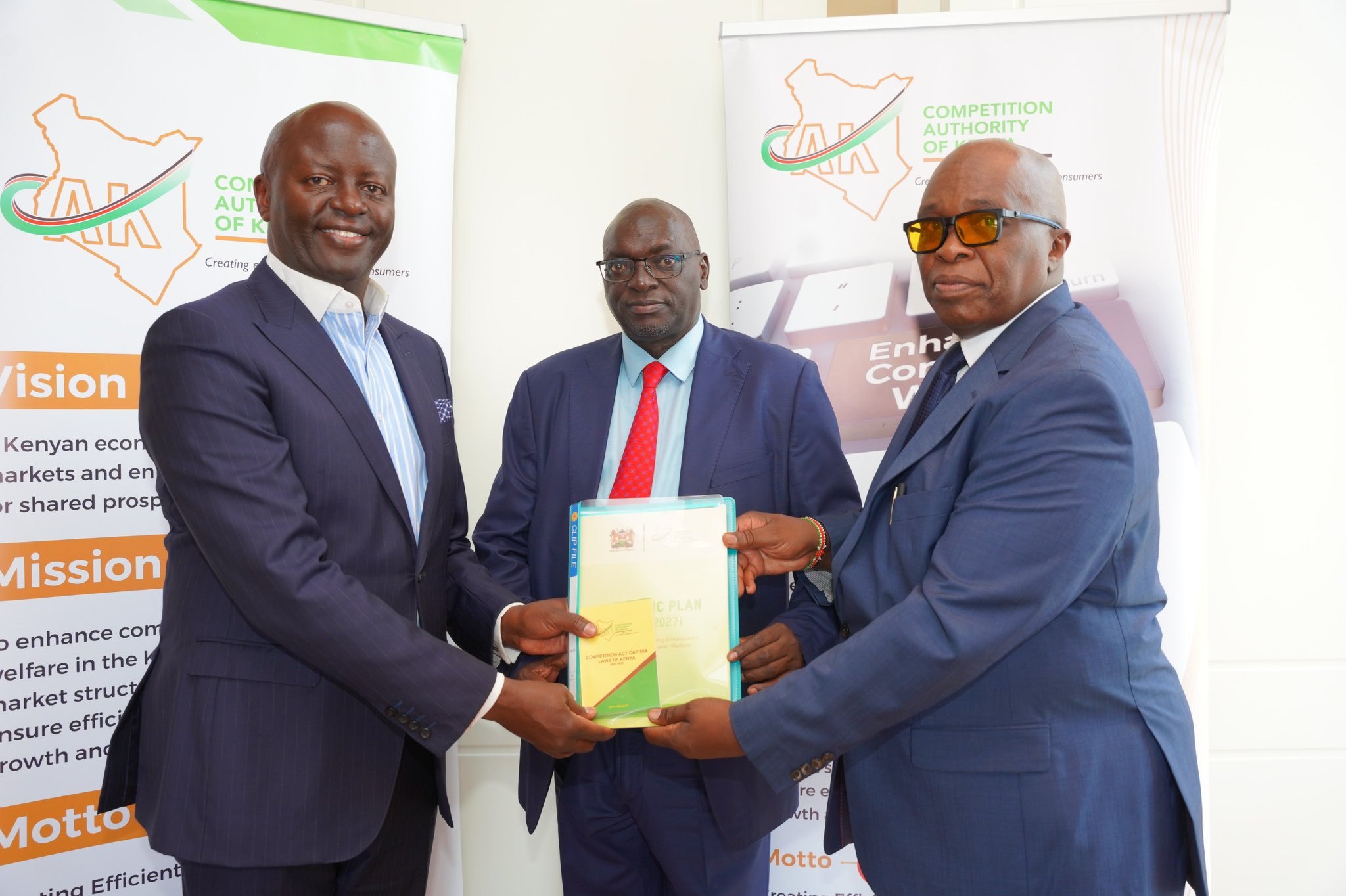 Competition Authority of Kenya leadership during an official handover ceremony at CAK headquarters.
