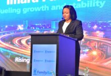 Family Bank CEO Nancy Njau speaking during the bank's Nairobi Securities Exchange listing ceremony in Nairobi in June 2026.