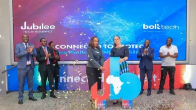 Jubilee Health Insurance CEO and Principal Officer Njeri Jomo and bolttech Africa General Manager Bente Krogmann Osore launch their embedded health insurance partnership during an event in Nairobi.