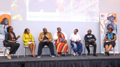 Panelists, including representatives from HEVA Fund, Nairobi County and Kenya's creative industry, speak during the Sanara Insights Forum in Nairobi.