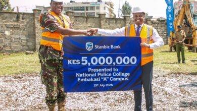 Stanbic Bank and National Police Service officials launch tailored banking services for police officers at the National Police College Embakasi A Campus.