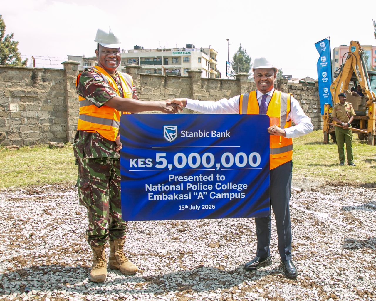 Stanbic Bank and National Police Service officials launch tailored banking services for police officers at the National Police College Embakasi A Campus.