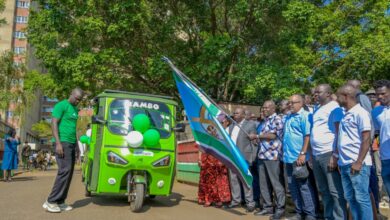 Kisumu Deputy Governor Mathews Owili flags off Rhinggo Energy electric tuk-tuk