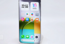 Front view of Tecno's Next-Gen Borderless Concept Phone showing an edge-to-edge display with ultra-thin borders and a centered hole-punch selfie camera.