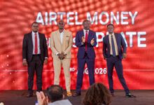 Airtel Kenya Managing Director Djibril Tobe and Acting Airtel Money Kenya Managing Director Michael Bonke during the announcement of Airtel's Direct-to-Cell satellite connectivity plans in Nairobi.
