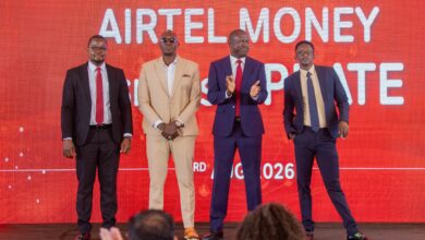Airtel Kenya Managing Director Djibril Tobe and Acting Airtel Money Kenya Managing Director Michael Bonke during the announcement of Airtel's Direct-to-Cell satellite connectivity plans in Nairobi.