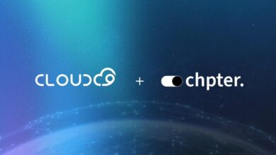 Cloud9 and Chpter logos displayed together following Cloud9's acquisition of the conversational commerce platform to expand its business banking and commerce services.