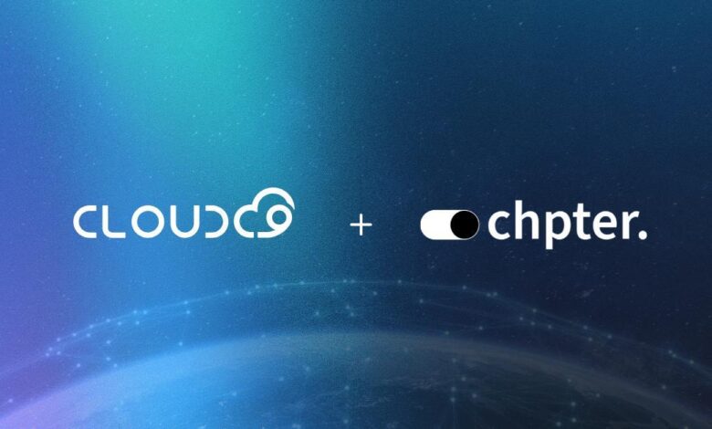 Cloud9 and Chpter logos displayed together following Cloud9's acquisition of the conversational commerce platform to expand its business banking and commerce services.
