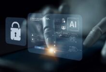 Digital cybersecurity interface with AI and security icons representing CREST's new AI accreditation standards for penetration testing.