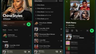 Spotify labels the China Styles artist profile as an AI Persona in search and music listings