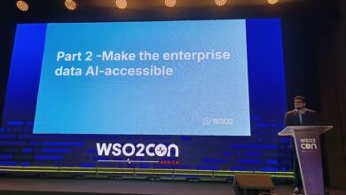 Lashan Sivaganeshan presents on enterprise data and AI agents at WSO2Con Africa 2026