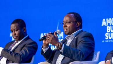 NSE CEO Frank Mwiti speaking during a panel on investor exits and capital markets at the 2026 AmCham Kenya Business Summit