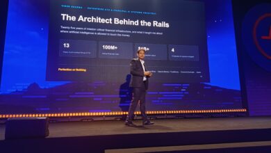 Vinod Sharma presenting a slide titled The Architect Behind the Rails at WSO2Con Africa 2026.