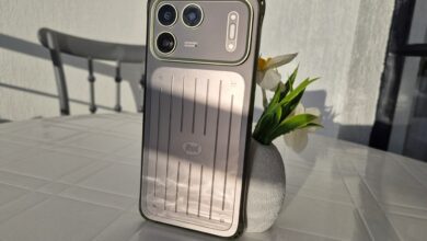itel Power 80 smartphone showing its rugged rear design, reinforced corners and 50MP camera module.