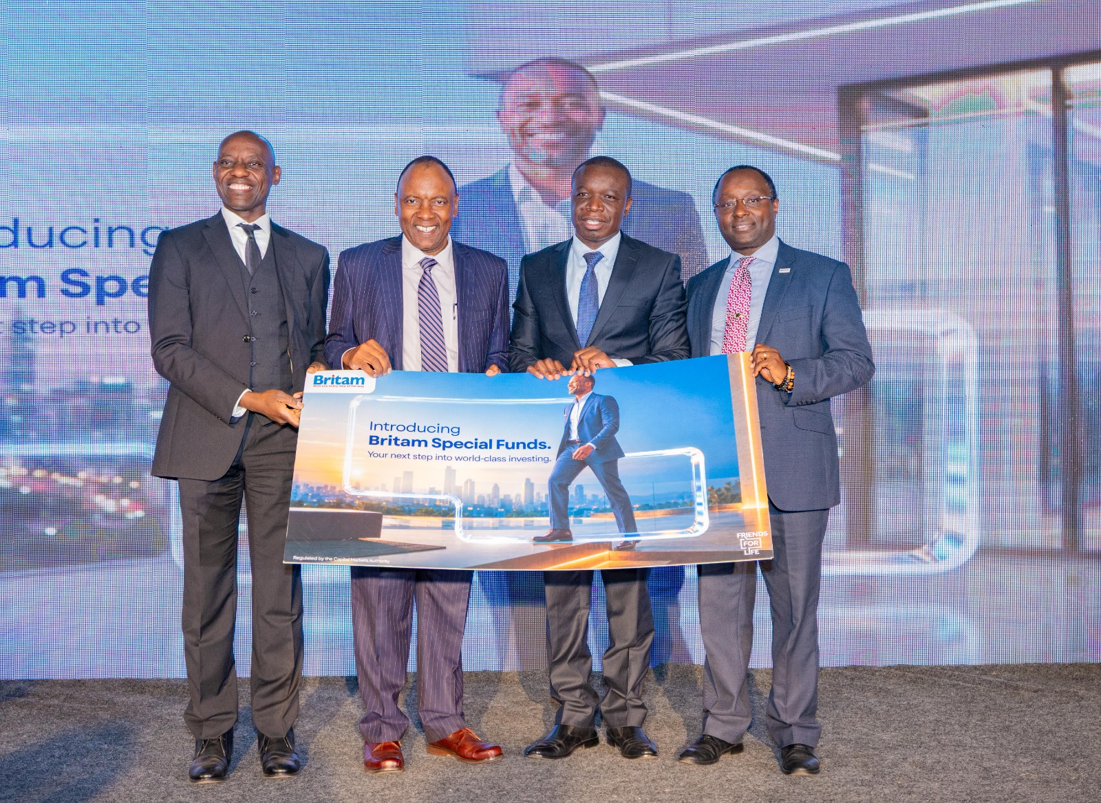 Britam executives and financial market leaders unveil Britam Special Funds at Britam Towers in Nairobi, Kenya.