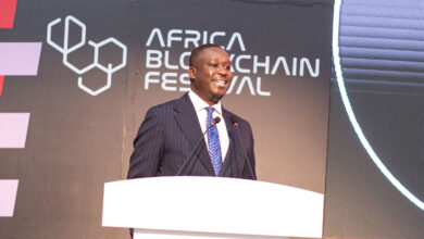 Daniel Mainga, CEO of the Nairobi International Financial Centre, addresses delegates at the Africa Blockchain Festival 2026 in Nairobi.
