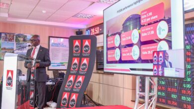 Kenya Pipeline Company (KPC) Acting CEO and Managing Director Pius Mwendwa presents the company's FY2025/26 financial results at the Nairobi Securities Exchange