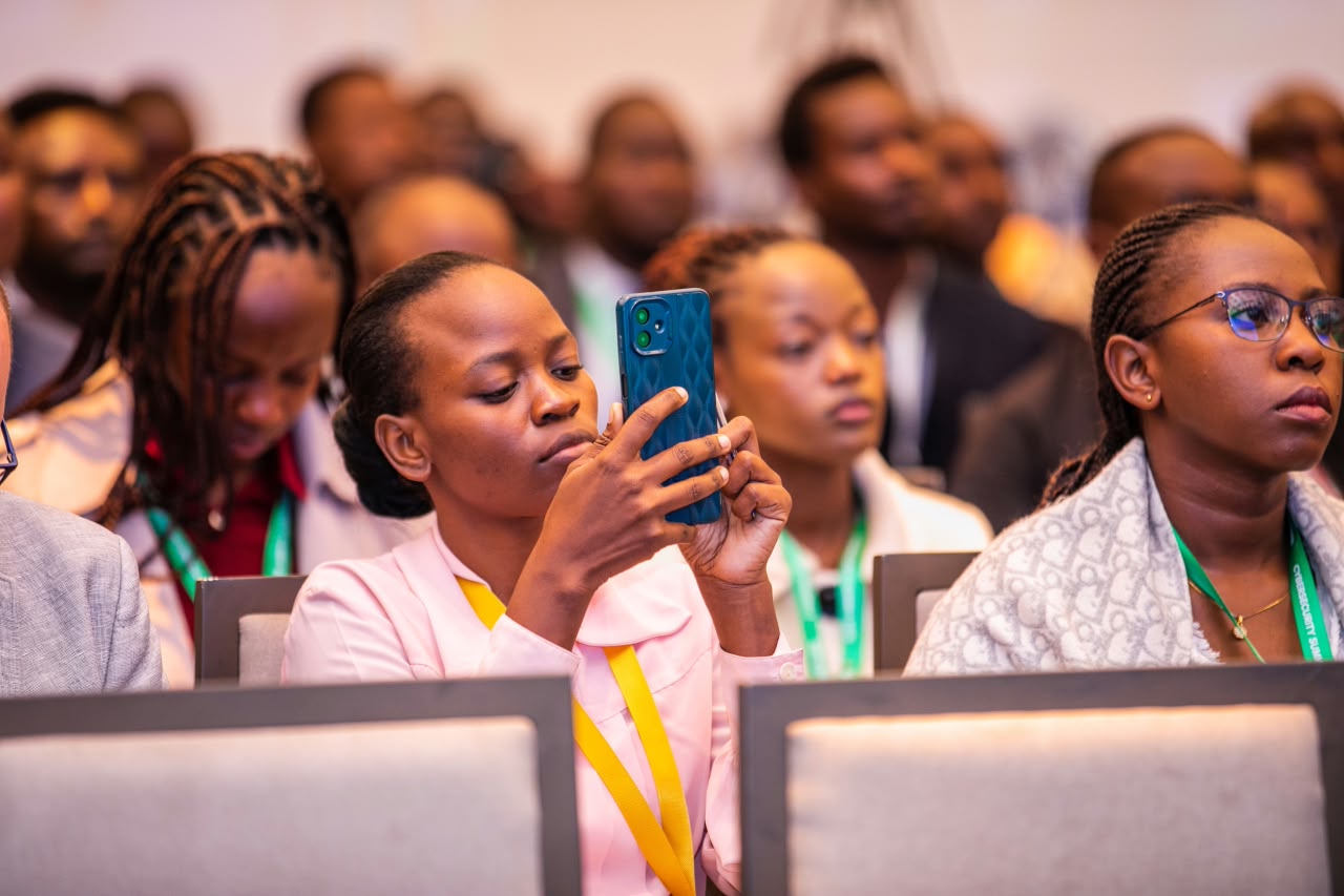 Attendees participate in a poll on shadow AI in Kenyan businesses during a keynote by Akili AI CEO Dr. Simon Bransfield-Garth at the Safaricom Cybersecurity Summit 2026.