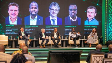 Panel discussion on SME cybersecurity in Kenya featuring Graham Turnbull and Richard Muthua at the Safaricom Cybersecurity Summit 2026.